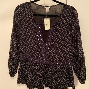 Forever 21 black and purple designed blouse